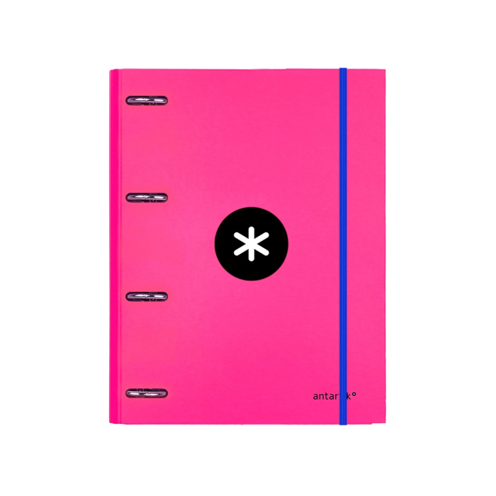 Antartik Carpeta con recambio A4, cuadro 5mm, forrada, 4 anillas 25mm redondas, color rosa, papel 100 g/m² 1