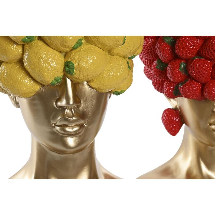 DKD Home Decor Jarrón Moderno de Resina Rojo Amarillo con Detalle Fruta 17 x 35 x 28 cm (2 Unidades) 2 DKD Home Decor Jarrón Moderno de Resina Rojo Amarillo con Detalle Fruta 17 x 35 x 28 cm (2 Unidades) 2