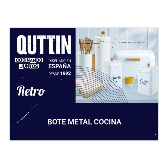 Quttin Bote de Metal para Cocina Estilo Coffee Retro con Medidas 11.2x11.2x13.5 cm (12 Unidades)