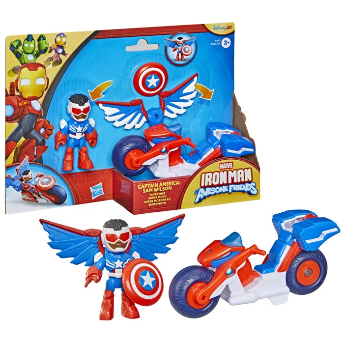 Hasbro Captain America: Figura de acción Sam Wilson 7.5 cm supermoto juguete superhéroe Iron Man y amigos extra (HASG26915X0) para +3 años
