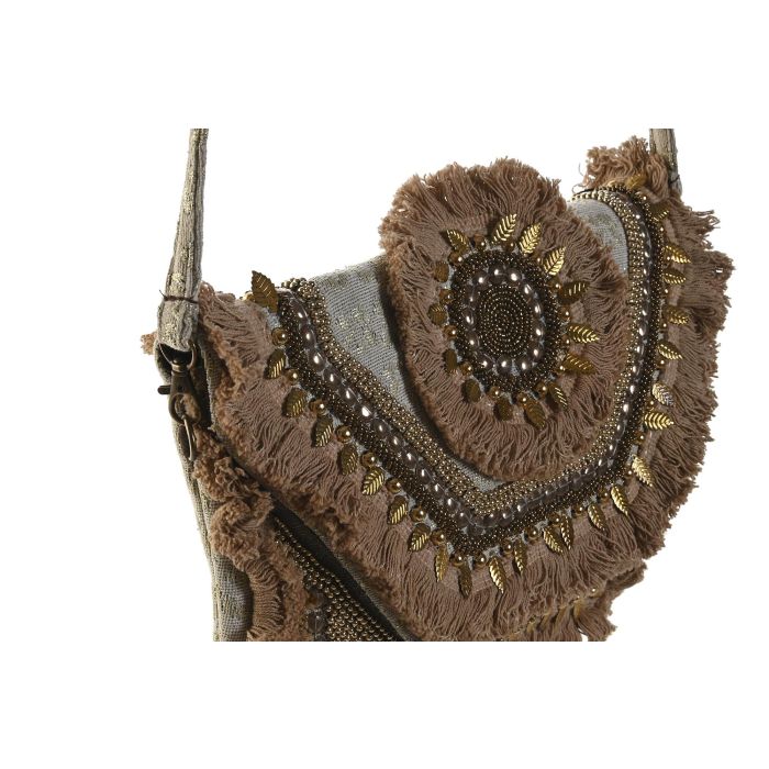 DKD Home Decor Bolso Mediterraneo Beige Crema Viscosa Polyester 33 x 25 x 3 cm (4 Unidades) 2