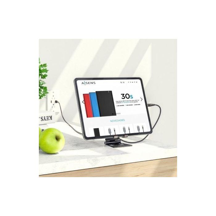 Aisens Soporte de Sobremesa Ajustable para Móvil y Tablet, 2 Pivotes, Aleación de Aluminio, Antideslizante, Negro 3 Aisens Soporte de Sobremesa Ajustable para Móvil y Tablet, 2 Pivotes, Aleación de Aluminio, Antideslizante, Negro 3