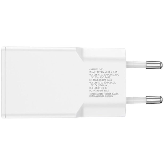 4smarts Cargador PDPlug Duos Slim 20W GaN USB-C/A+USB-C Cable Blanco 541509 2 4smarts Cargador PDPlug Duos Slim 20W GaN USB-C/A+USB-C Cable Blanco 541509 2