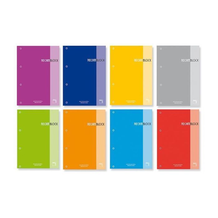 Pacsa Recambio 100 Hojas A4 Encolado 90 gr 5x5 + Greca 4 Taladros Recamblock Amarillo (5 Unidades) (5 Unidades)