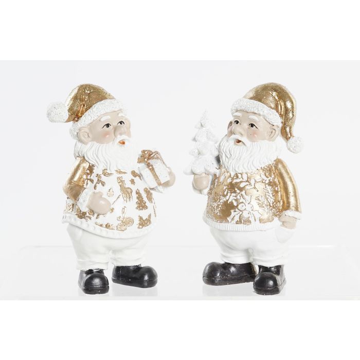 DKD Home Decor Figura de Navidad Moderna Santa Resina Dorado 13.5 cm Alto (6x13.5x8 cm) 2 Unidades