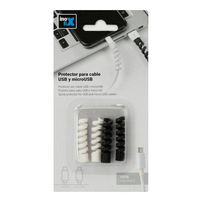 Protector para cable usb y microusb blanco-negro inofix colores / modelos surtidos 1 Protector para cable usb y microusb blanco-negro inofix colores / modelos surtidos 1