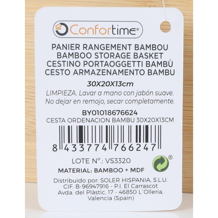 Cesta de Ordenación de Bambú 30x20x13 cm - Confortime (6 Unidades) 10 Cesta de Ordenación de Bambú 30x20x13 cm - Confortime (6 Unidades) 10
