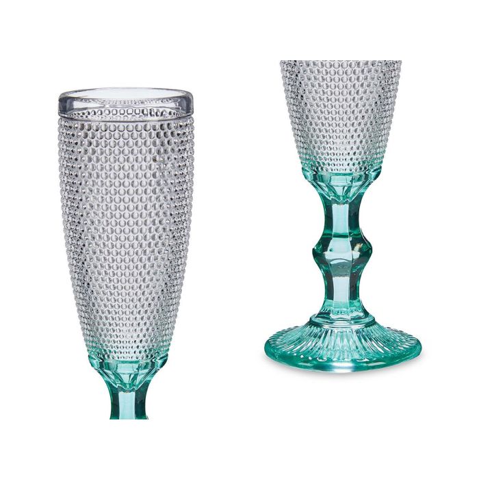 Vivalto Copa Puntos Cava Pie Turquesa 185 ml Vidrio 7x20x7cm (Set de 36) 3