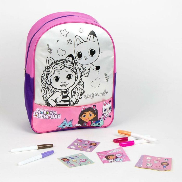 Cerdá Diy Set Mochila Escolar Gabby's Dollhouse Rosa 30x38x14 cm para Personalizar Niñas +3 años 5 Cerdá Diy Set Mochila Escolar Gabby's Dollhouse Rosa 30x38x14 cm para Personalizar Niñas +3 años 5
