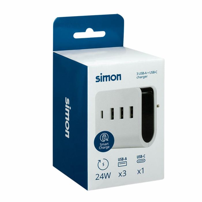 Cargador de Pared Simon CL610304 Blanco/Negro 1 Cargador de Pared Simon CL610304 Blanco/Negro 1