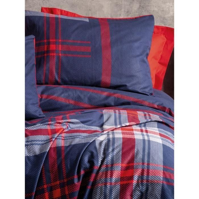 Juego de cama - 1 funda nórdica 220x240 cm + 2 fundas de almohada 60x60 cm - 100% algodón - Rojo 3 Juego de cama - 1 funda nórdica 220x240 cm + 2 fundas de almohada 60x60 cm - 100% algodón - Rojo 3