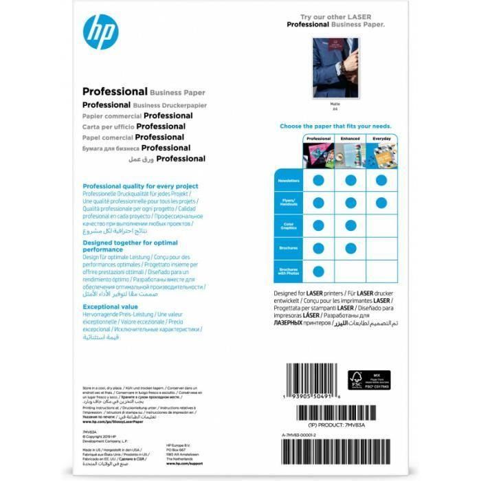HP LaserJet Papel profesional Brillo A4 200g 150sh FSC