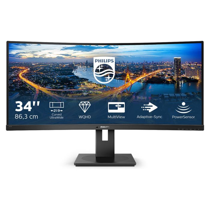 Philips 345B1C Monitor 34 Pulgadas Curvo WQHD 3440x1440 100Hz 4ms USB-C Negro 1