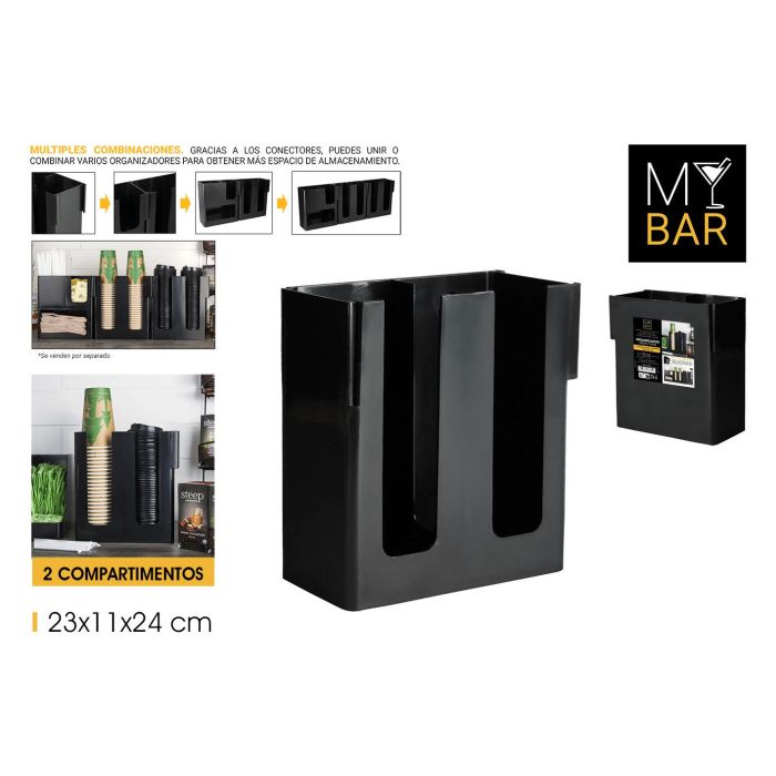 Organizador de Vasos y Tapas My Bar - 2 Secciones (6 Unidades) Organizador de Vasos y Tapas My Bar - 2 Secciones (6 Unidades)