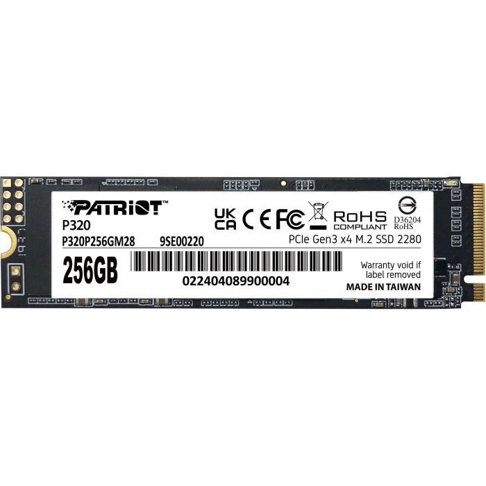 Patriot PE996 SSD M.2 P320 256GB PCIe 3.0 NVMe 2200/1200 MB/s 2280 para PC/Portátil 0 Patriot PE996 SSD M.2 P320 256GB PCIe 3.0 NVMe 2200/1200 MB/s 2280 para PC/Portátil 0
