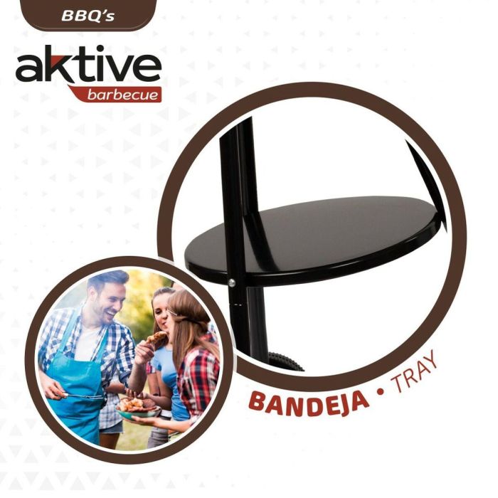 Barbacoa de Carbón con Ruedas Aktive Aluminio Metal esmaltado textileno 42 x 76,5 x 42 cm Negro 2