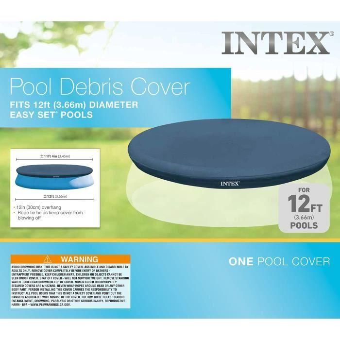 Intex Cubrepiscinas Redondo Easy Set 366 cm PVC/PE para Piscinas Desmontables 3
