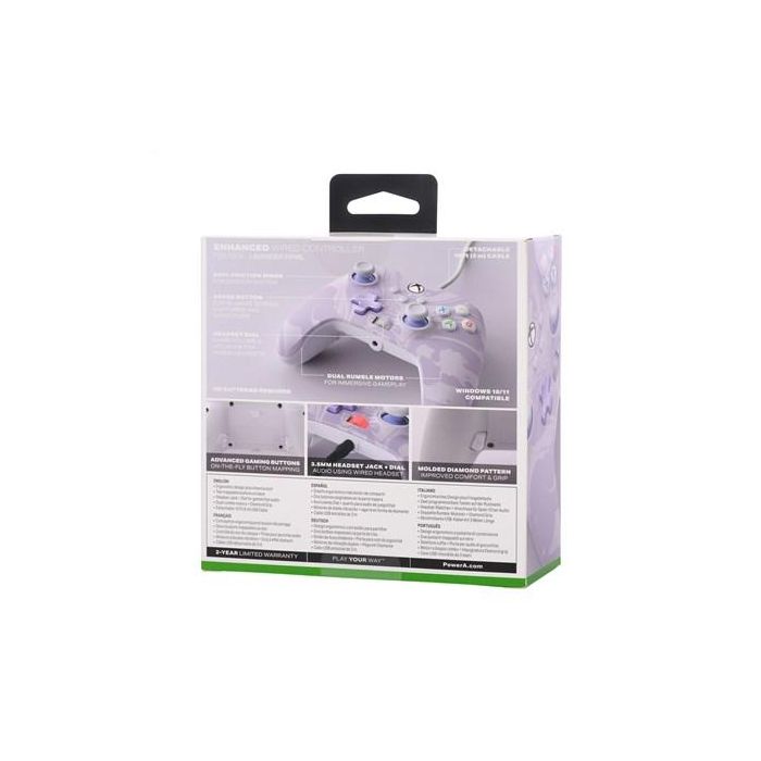 Power A Mando con Cable Mejorado XBGP0001-01 para Xbox Series X/S Remolino Lavanda, Diseño Ergonómico, Botones Asignables, Funciona con Xbox One y Windows 10/11 11
