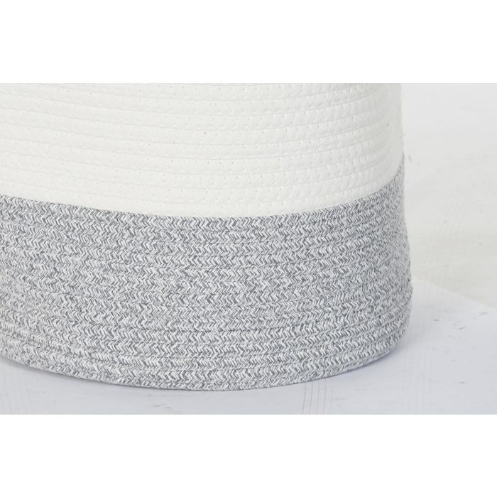 DKD Home Decor Cesta Boho Algodon Blanco Mostaza Negro Gris 34 x 40 x 34 cm (3 Unidades) 2