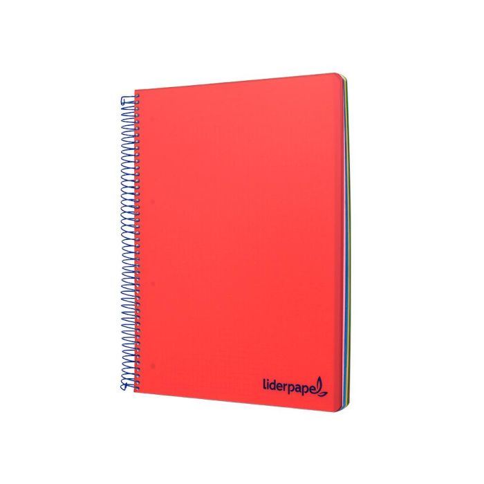 Cuaderno Espiral Liderpapel A4 Micro Wonder Tapa Plastico 120H 90 gr Cuadro 5 mm 5 Bandas 4 Taladros Color Rojo 2