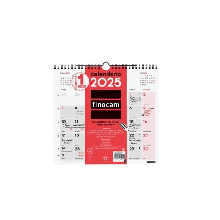 Finocam Calendario De Pared Para Escribir M-265x245 mm Neutro 2025