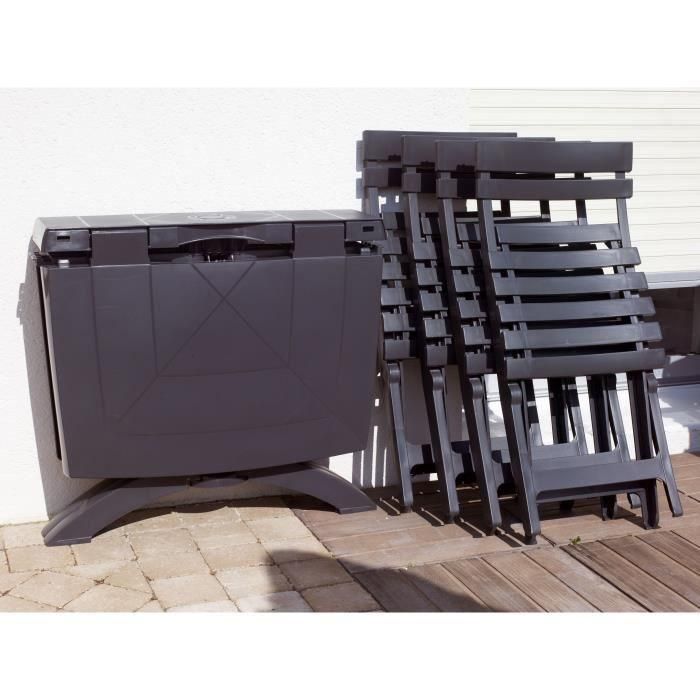 Grill Me Silla plegable Miami - Silla de Resina para Exterior Plegable, Color Antracita, 42x50x80 cm