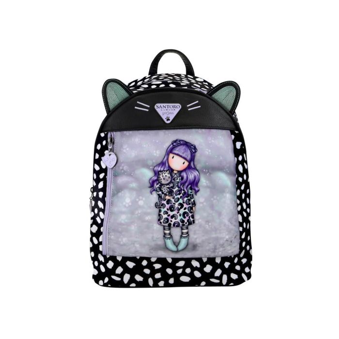 Mochila Casual Gorjuss Smitten kitten Negro Blanco (25,5 x 31 x 10 cm)