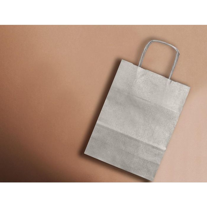 Bolsa Papel Q-Connect Kraft Plata L Con Asa Retorcida 320x400x14 mm 25 unidades 8