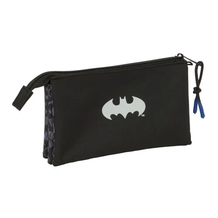 Safta Estuche Portatodo Triple Batman Tres Cremalleras Bolso Escolar 120x220x30 mm 1