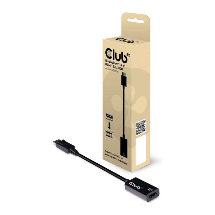 Club 3D Adaptador DisplayPort 1.4 a HDMI 2.0b HDR Activo 4K60Hz Negro 1