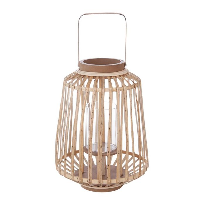 Atmosphera Portavelas de rattán y vidrio con asa 35x25cm 0 Atmosphera Portavelas de rattán y vidrio con asa 35x25cm 0