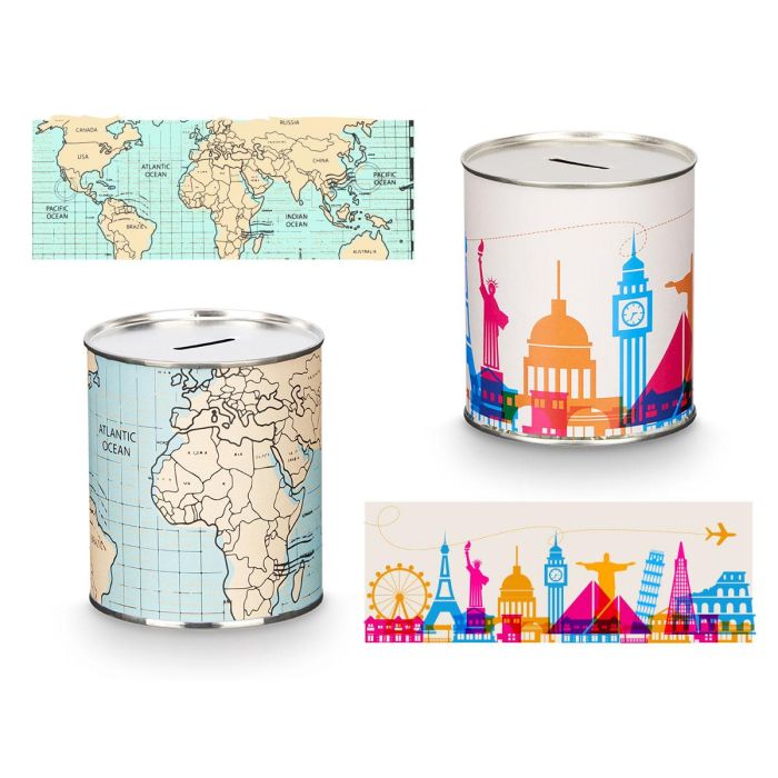 Hucha de Metal Viajes Pincello 10x12x10 cm (12 Unidades) Hucha de Metal Viajes Pincello 10x12x10 cm (12 Unidades)