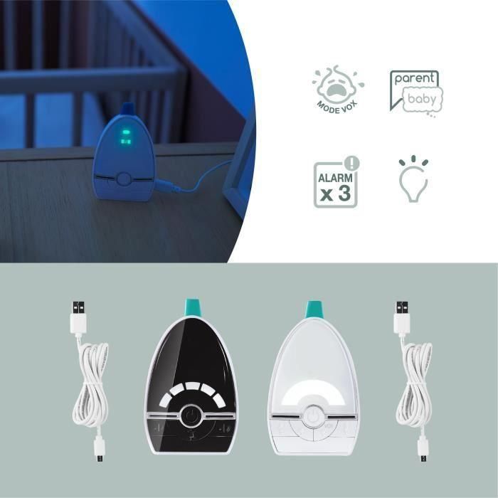 Babymoov Babyphone Audio Expert Care: Vigilabebés Digital 1000m, Tecnología Verde, VOX, Luz Noche, Alarmas Vibración. 3