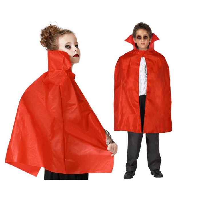 Capa Roja Corta con Cuello Alto para Niños - Ideal para Disfraces de Halloween y Fiestas Temáticas
