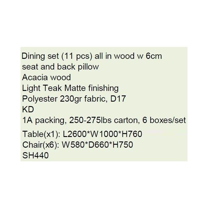 DKD Home Decor Mesa Comedor Terraza Jardín 10 Comensales 11 Piezas con Cojines Marrón Beige 260x100x76 cm Desmontable 1