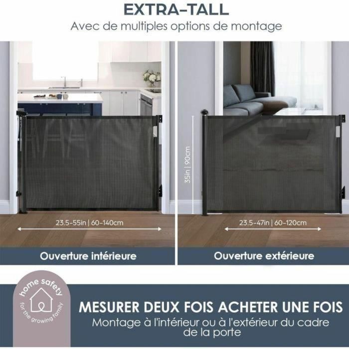 Dreambaby DRE9312742493752 Barrera de Seguridad Retráctil Extra Alta, 60-140 cm Ancho, 90 cm Alto, Negra 5 Dreambaby DRE9312742493752 Barrera de Seguridad Retráctil Extra Alta, 60-140 cm Ancho, 90 cm Alto, Negra 5