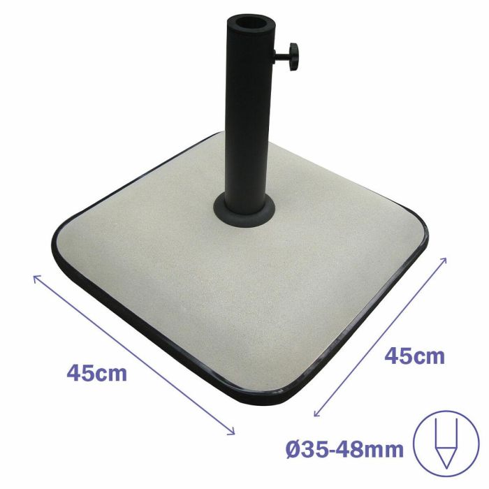 Marbueno Base Sombrilla Cuadrada Cemento 45X45X7,3 cm 25KG Blanco Jardin, Piscina y Terraza 10459 1