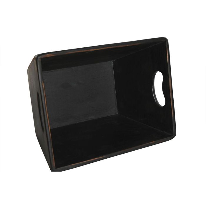 DKD Home Decor 1c24 Set de 4 Cajas Tradicionales de Madera de Abeto Negras con Asa para Almacenaje y Decoración 22 x 18 x 35 cm 2