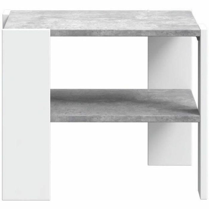 Mesa de centro PILVI con 2 bandejas - Estilo contemporáneo - Partículas de melamina - Decoración blanca y hormigón claro - L 55 x P 55 x H 45 cm 3