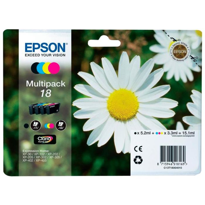 Ink-Jet Epson Multipack 18 Negro Amarillo Cyan Y Magenta Xp-102 Px-202 Px-205Xp-305 Xp-405 1