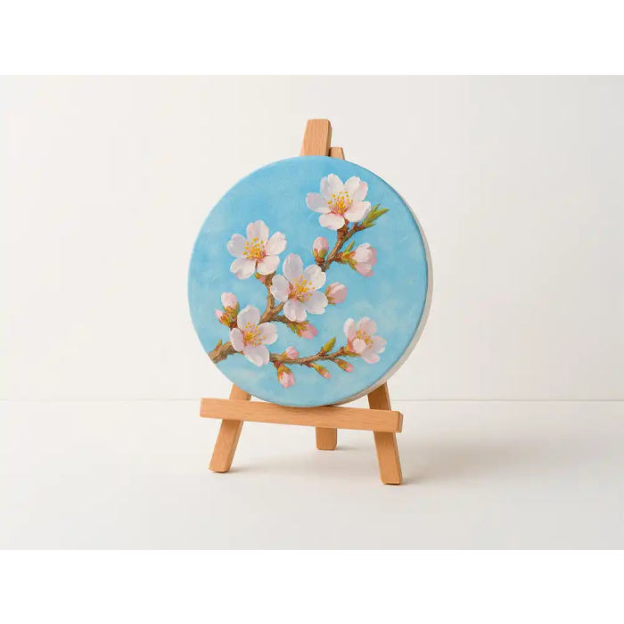 Liderpapel Bastidor Redondo Lienzo 100% Algodón Borde Madera 15 cm Gramaje 280g/m2 FSC 3