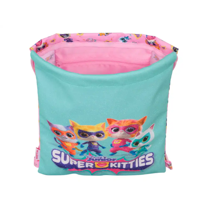 Bolsa Mochila con Cuerdas SuperKitties Rosa Turquesa 26 x 34 x 1 cm 3