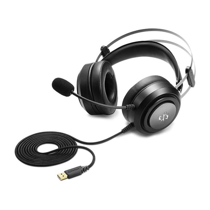 SHARKOON SGH30 Auriculares Alámbrico Diadema Juego Negro, Sonido Virtual 7.1 USB, Drivers 40mm, Diadema Flexible y Ligera, Software Ecualizador 1