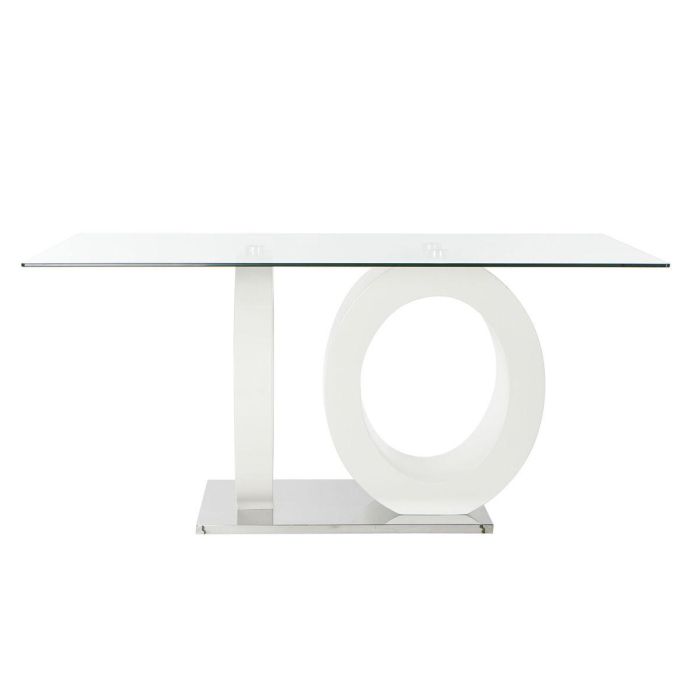 Mesa de Comedor DKD Home Decor Cristal Transparente Blanco Madera MDF (160 x 90 x 75 cm) 2 Mesa de Comedor DKD Home Decor Cristal Transparente Blanco Madera MDF (160 x 90 x 75 cm) 2