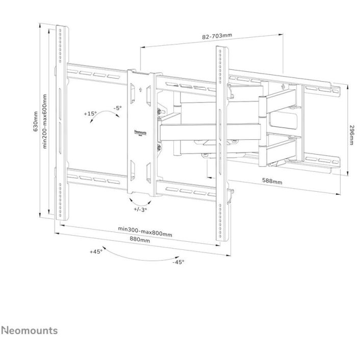 Neomounts WL40S-950BL18 Soporte de pared robusto movimiento completo para TV 55-110" (125 kg) - Negro 11 Neomounts WL40S-950BL18 Soporte de pared robusto movimiento completo para TV 55-110" (125 kg) - Negro 11