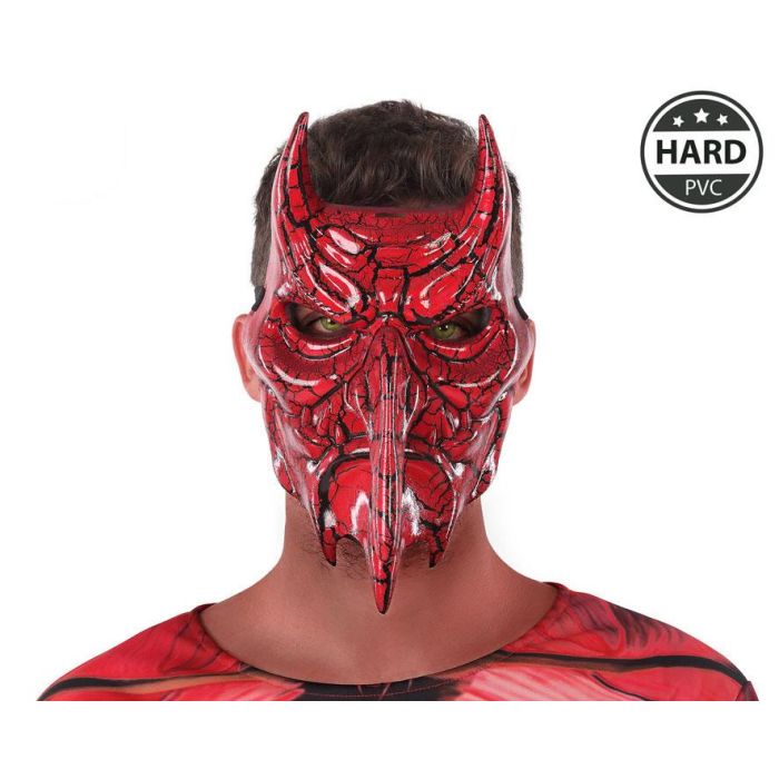 Máscara Halloween Demonio Rojo Pvc Rígido