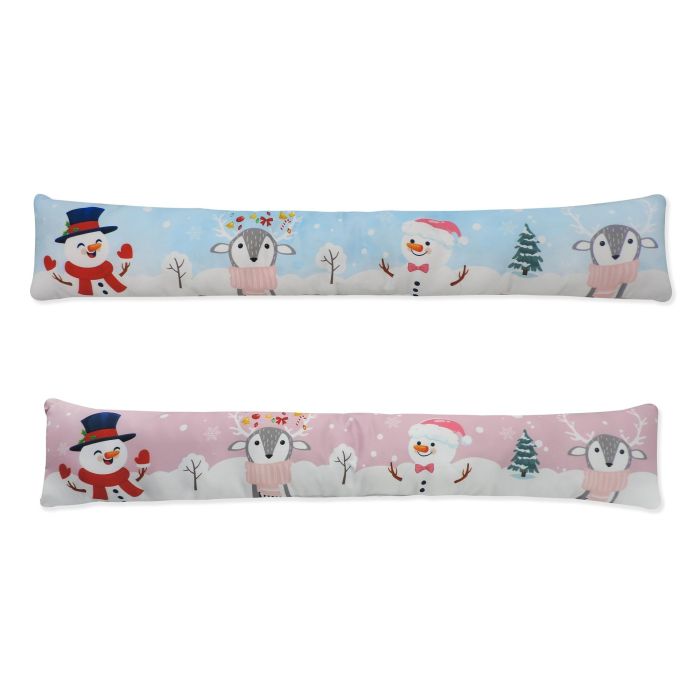 DKD Home Decor Burlete de Navidad Fantasía de Poliéster Rosa Azul, 10x15x85 cm, Pack de 4 Unidades