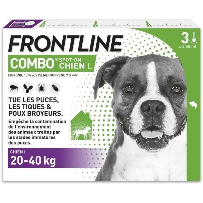Frontline FRO4064951022944 3 Pipetas antiparasitarias Combo para Perro de 20 a 40 kg contra Pulgas, Garrapatas y Piojos Masticadores
