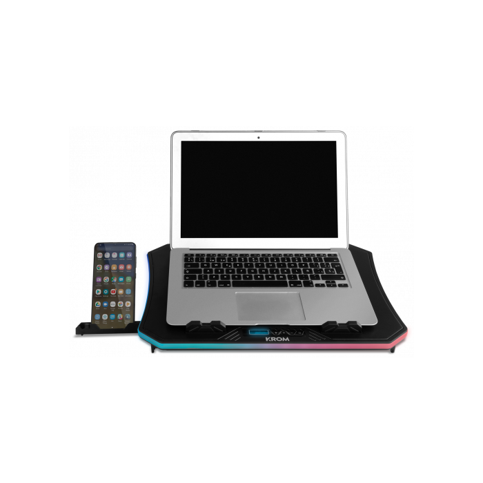 Krom Soporte Refrigerante Portátil NXKROMKOOLER Base Refrigeradora RGB para Portátiles hasta 19" con 6 Ventiladores y Iluminación LED 4