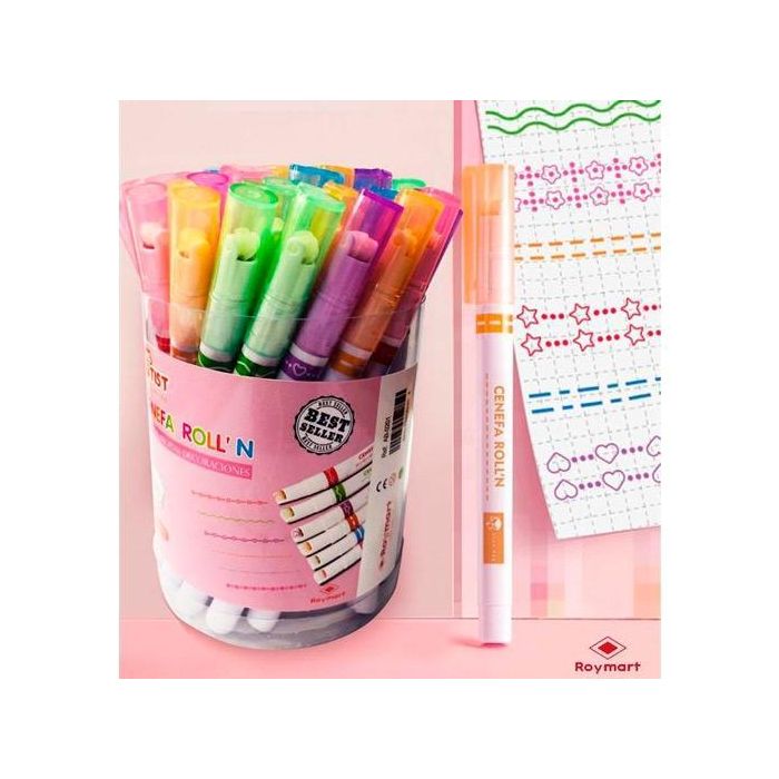 Roymart Rotuladores Cenefa Roller 6 Modelos Colores Surtidos Bote Pvc 36 Ud